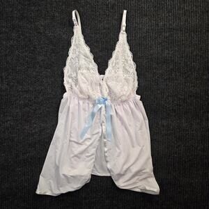 Coquette Babyboll Beaded Fairy Lingerie Flowy Top Size M White